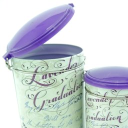 Conjunto de Latas Redondas - 2 Peças - Lavanda Provençal em Met - 2