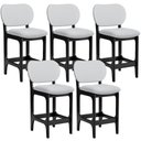 Ver imagem 1 de Kit 05 Banquetas Baixa Bar Cozinha Sala Jantar Fixa Betta L02 Preto Linho Cinza - Lyam Decor Banquet