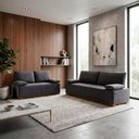 Ver imagem 1 de Conjunto Sofá Living Montblanc 3 e 2 Bouclê Grafite Braços Reclináveis - King House
