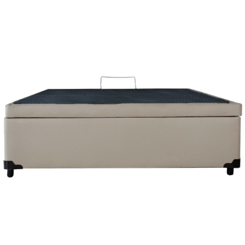 Cama Box Baú Casal Conforto Suede Bege + Colchão Casal Conforto Espuma D33 26x138x188