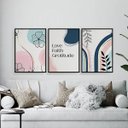 Ver imagem 1 de Kit 3 Quadros Love Faith Gratitude 24x18cm - com vidro:Madeira preta