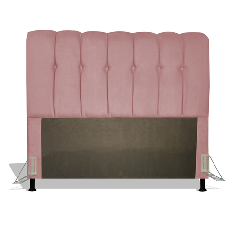 Cabeceira Estofada Florença 195 cm Para Cama Box Quarto King Size Luxo MV Estofados Suede Rose