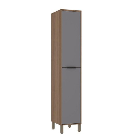 Paneleiro 40cm 2 Portas Profundo Aspen Luciane Móveis Vanilla com Cinza Puro
