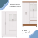 Ver imagem 3 de Guarda Roupa 4 Portas Espelho 102 Cm 10090 Branco Camarim Vlr