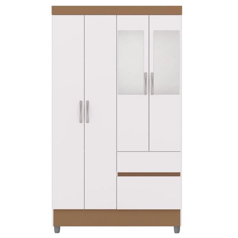 Guarda Roupa 4 Portas Espelho 102 Cm 10090 Branco Camarim Vlr