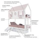 Ver imagem 3 de Beliche Casinha Bela com Coração 2 Gavetas Kit Escada/Escorregador - Madeira Maciça Branco/Rosa