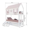 Ver imagem 4 de Beliche Casinha Bela com Coração 2 Gavetas Kit Escada/Escorregador - Madeira Maciça Branco/Rosa