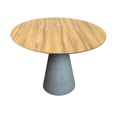 Mesa de Jantar Cone 130cm Tampo Nogueira Cinza Claro