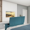 Ver imagem 2 de Calçadeira Baú Recamier Estofada Cama de Solteiro 90cm Grécia Suede Azul Turquesa- Mabe Magazine