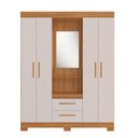 Ver imagem 7 de Guarda-Roupa Capelinha com 2 Gavetas e Espelhos Marrom/Freijó/Off White