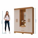 Ver imagem 5 de Guarda-Roupa Capelinha com 2 Gavetas e Espelhos Marrom/Freijó/Off White