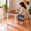 Ver imagem 6 de Mesa de Jantar Reforçada Industrial 100x90cm Tampo Marrom Pés Branco
