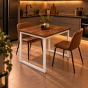 Ver imagem 2 de Mesa de Jantar Reforçada Industrial 100x90cm Tampo Marrom Pés Branco