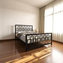 Ver imagem 3 de Cama Casal com Cabeceira Robusta Aço Ferro Metal Tamanho Queen 158x198 Cor Preto Mobbili Ca-05