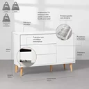 Ver imagem 6 de Kit Quarto Theo com Pés Retrô Natural - Berço + Cômoda 3 Gavetas e 1 Porta + Guarda-roupa 3 Portas +