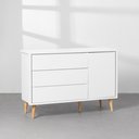 Ver imagem 5 de Kit Quarto Theo com Pés Retrô Natural - Berço + Cômoda 3 Gavetas e 1 Porta + Guarda-roupa 3 Portas +