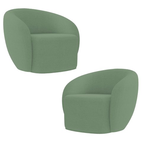 Poltrona para Sala de Estar Orgânica Kit com 2 Garbin K04 Bouclê Verde - Mpozenato