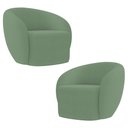 Ver imagem 1 de Poltrona para Sala de Estar Orgânica Kit com 2 Garbin K04 Bouclê Verde - Mpozenato