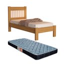 Ver imagem 1 de Cama Bela Solteiro Nature de Mdf com Estrado Madeira Estilo Ripado + Colchão 188x88cm Incluso