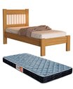 Ver imagem 1 de Cama Bela Solteiro Nature de Mdf com Estrado Madeira Estilo Ripado + Colchão 188x88cm Incluso