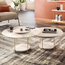 Ver imagem 2 de Conjunto de Mesas de Centro Sky com Tampo de Vidro e em Mdf Off White - Hb Móveis Off White