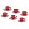 Conjunto de Xícaras de Chá Oxford Renda Vermelho 12 Peças - 2