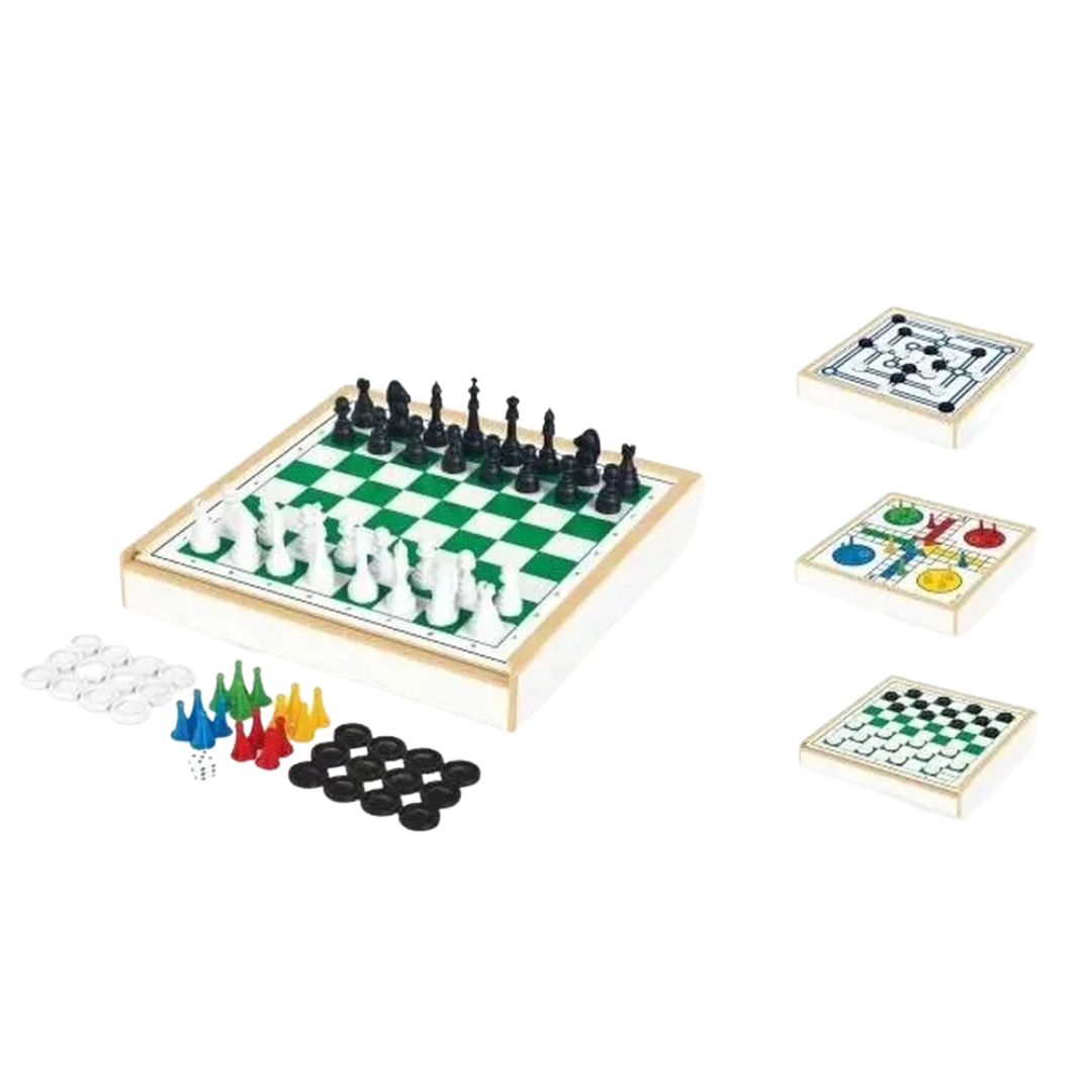 Jogo de tabuleiro magnetico 5 em 1 xadrez dama ludo 2 medio chess set 1