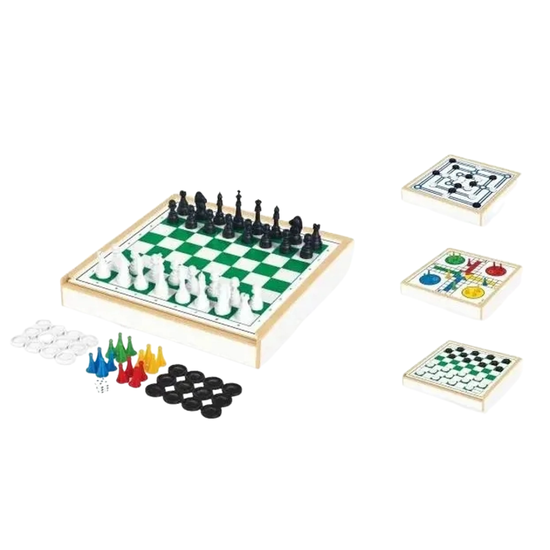 Jogo de tabuleiro magnetico 5 em 1 xadrez dama ludo 2 medio chess