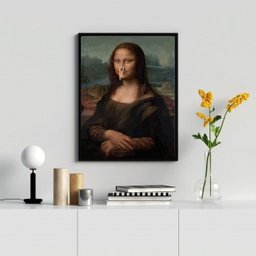 Quadro Decorativo Divertido Banheiro - Monalisa 33x24cm - com Vidro:moldura Branca - 2 Quadro Decorativo Divertido Banheiro - Monalisa 33x24cm - com Vidro:moldura Branca - 2