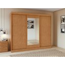 Ver imagem 2 de Guarda-roupas Casal Nice 3 Portas 1 Espelho 4 Gavetas Flex com Pés - Lp - Rei de Casa Amendoa Clean