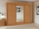 Ver imagem 2 de Guarda-roupas Casal Nice 3 Portas 1 Espelho 4 Gavetas Flex com Pés - Lp - Rei de Casa Amendoa Clean