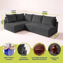 Ver imagem 2 de Sofá de Canto Modular Vibe Esquerdo 2,70m x 1,70m Xpand Tech Tecido Velourê Cinza Escuro Cama
