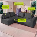 Ver imagem 3 de Sofá de Canto Modular Vibe Esquerdo 2,70m x 1,70m Xpand Tech Tecido Velourê Cinza Escuro Cama