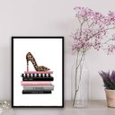 Ver imagem 1 de Quadro Sapato Com Livros Fashion 33x24cm:Madeira preta