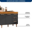 Ver imagem 6 de Balcão para Cozinha Anne 2,00m 4 Portas 3 Gavetas Yescasa Freijó UV/Grafite