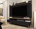 Ver imagem 2 de Rack com Painel Sala Estar Vivare Wood 1.8 Tv 72 3 Gavetas:Black/Freijó
