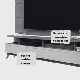 Rack com Painel Sala Estar Vivare Wood 1.8 Tv 72 3 Gavetas:Black/Freijó - 4