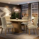 Ver imagem 1 de Conjunto Sala de Jantar Madesa Grazi Mesa Tampo de Vidro com 4 Cadeiras Rustic/Crema/Imperial Cor:Ru