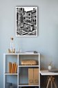 Ver imagem 1 de Quadro Decorativo Veneza Preto e Branco - 70x50cm:moldura Branca