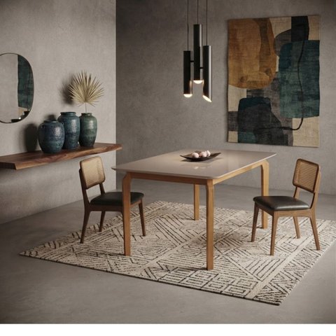 Mesa Alegra com Tampo de Vidro Temperado e Estrutura em MDF – 80x120x78