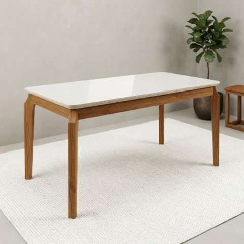 Mesa Alegra com Tampo de Vidro Temperado e Estrutura em MDF – 80x120x78