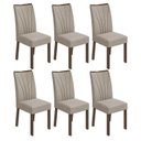 Ver imagem 1 de Conjunto 6 cadeiras Apogeu Imbuia/veludo Creme - Móveis Lopas