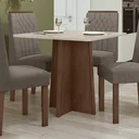 Ver imagem 2 de Mesa de Jantar 90x90cm Tampo MDF/Vidro Celebrare Móveis Lopas