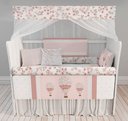 Ver imagem 2 de Kit Berço Enxoval de Bebê Floral Rosa Balões Menina Algodão