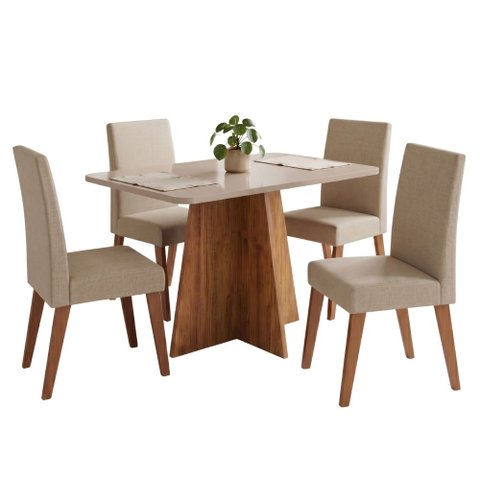 Conjunto Sala de Jantar Mesa 1,20m Moove 4 Cadeiras Milano Viero