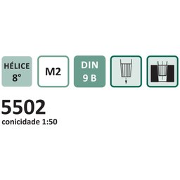 Alargador para Pinos - Med. 20 Mm - Dente Helicoidal, Conicidade 1:50, Haste Cilíndrica, Corte À Dir - 3