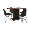 Ver imagem 7 de Mesa Jantar Londres Tampo Amêndoa 120cm Base Preta 4 Cadeiras Ferro Preto Estofado Verde
