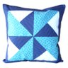 Capa de Almofada Patchwork, Padrão Catavento, Tons de Azul, 41c - 2
