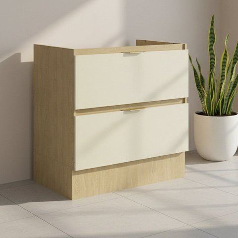 Balcão com Rodapé 1 Gaveta e 1 Porta Basculante 80cm Nanda TM4207 Nature/Arenas