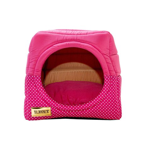 Cama Iglu e Toca para Cachorro Luppet Luxo Rosa Poa - G